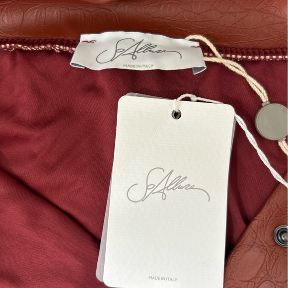 So Allure Italian Tier Ruffled Long Elegant Brown Chestnut Croc Print Skirt NWT - Picture 5 of 11